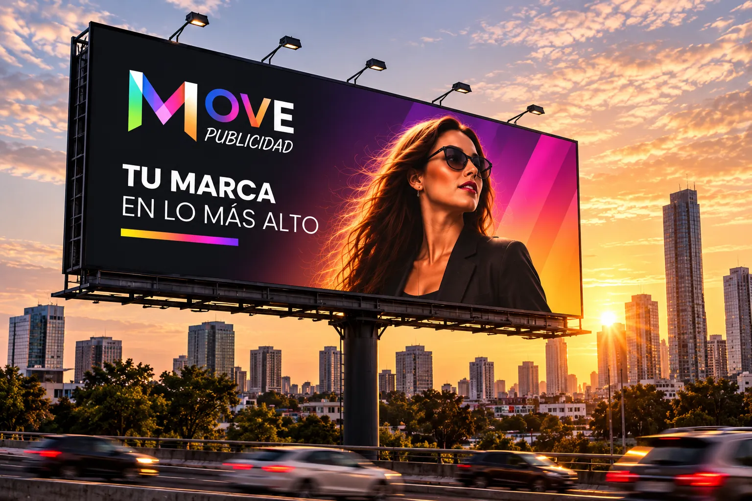 Espectacular iluminado Move Publicidad en vialidad primaria, formato para carretera 45 y accesos a Aguascalientes