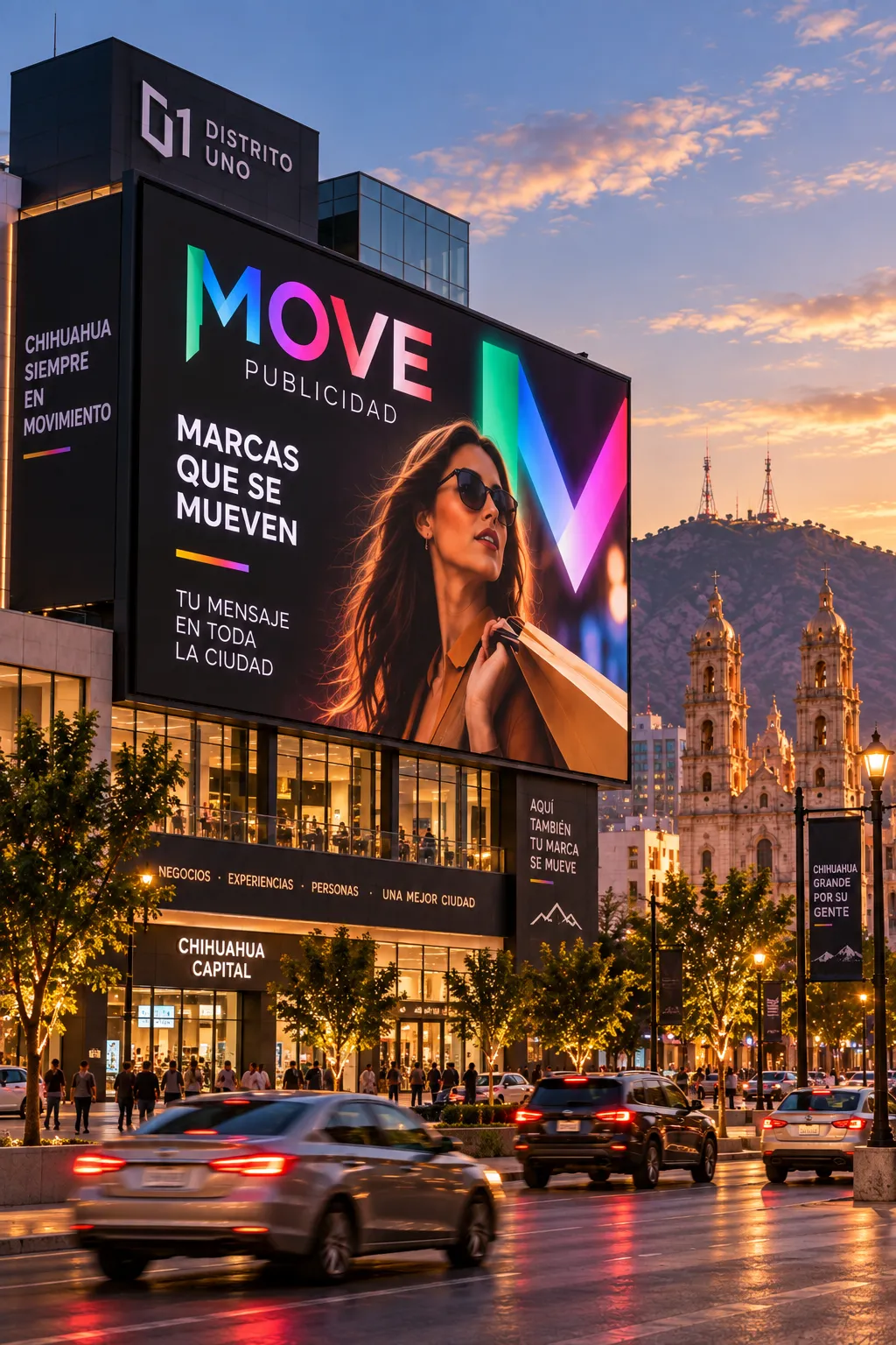 Pantalla LED digital en Fashion Mall Chihuahua con rotación por horario