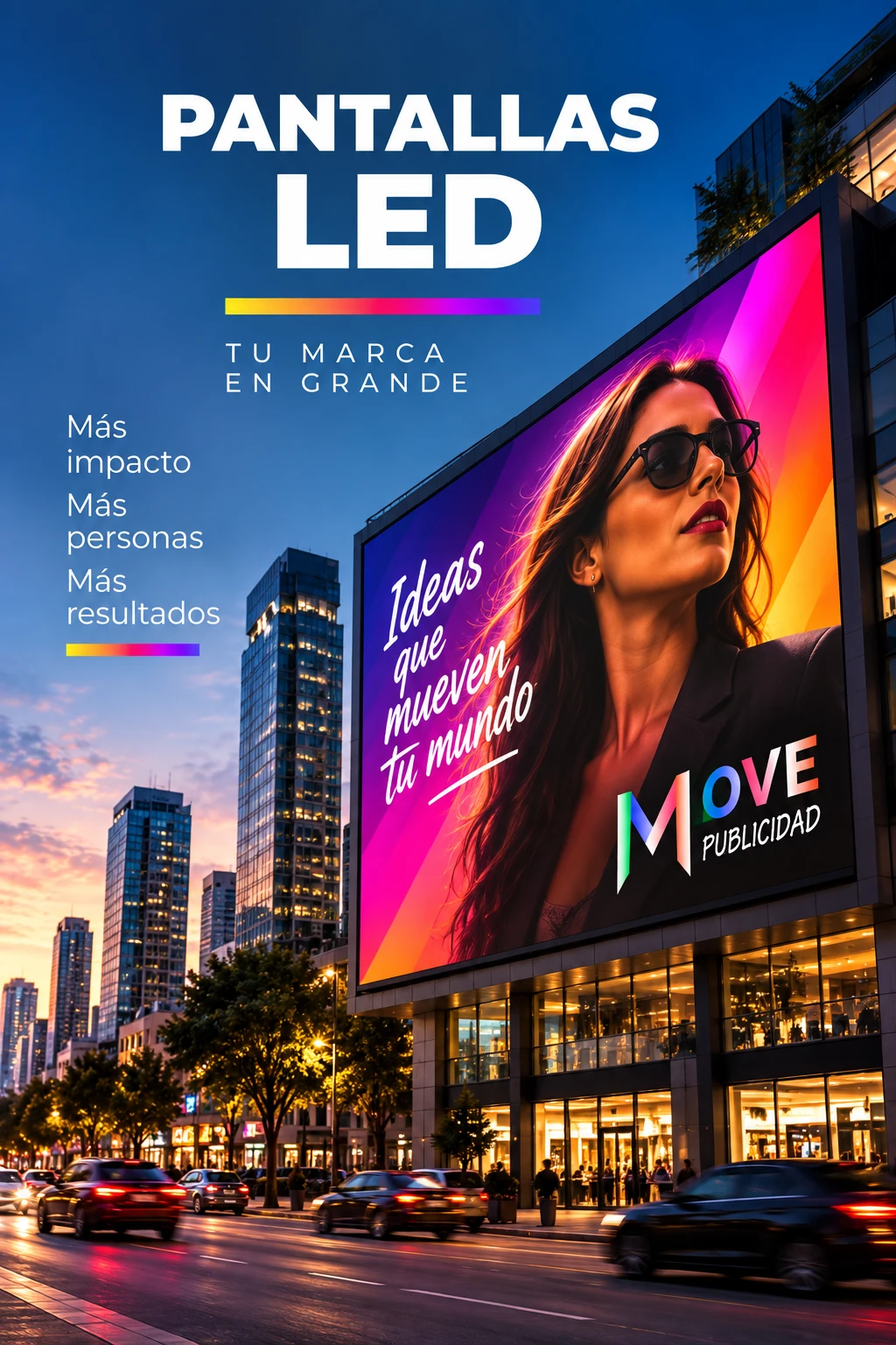 Pantalla LED digital Move Publicidad con rotación de creativos por horario para campañas en Reynosa y Tampico