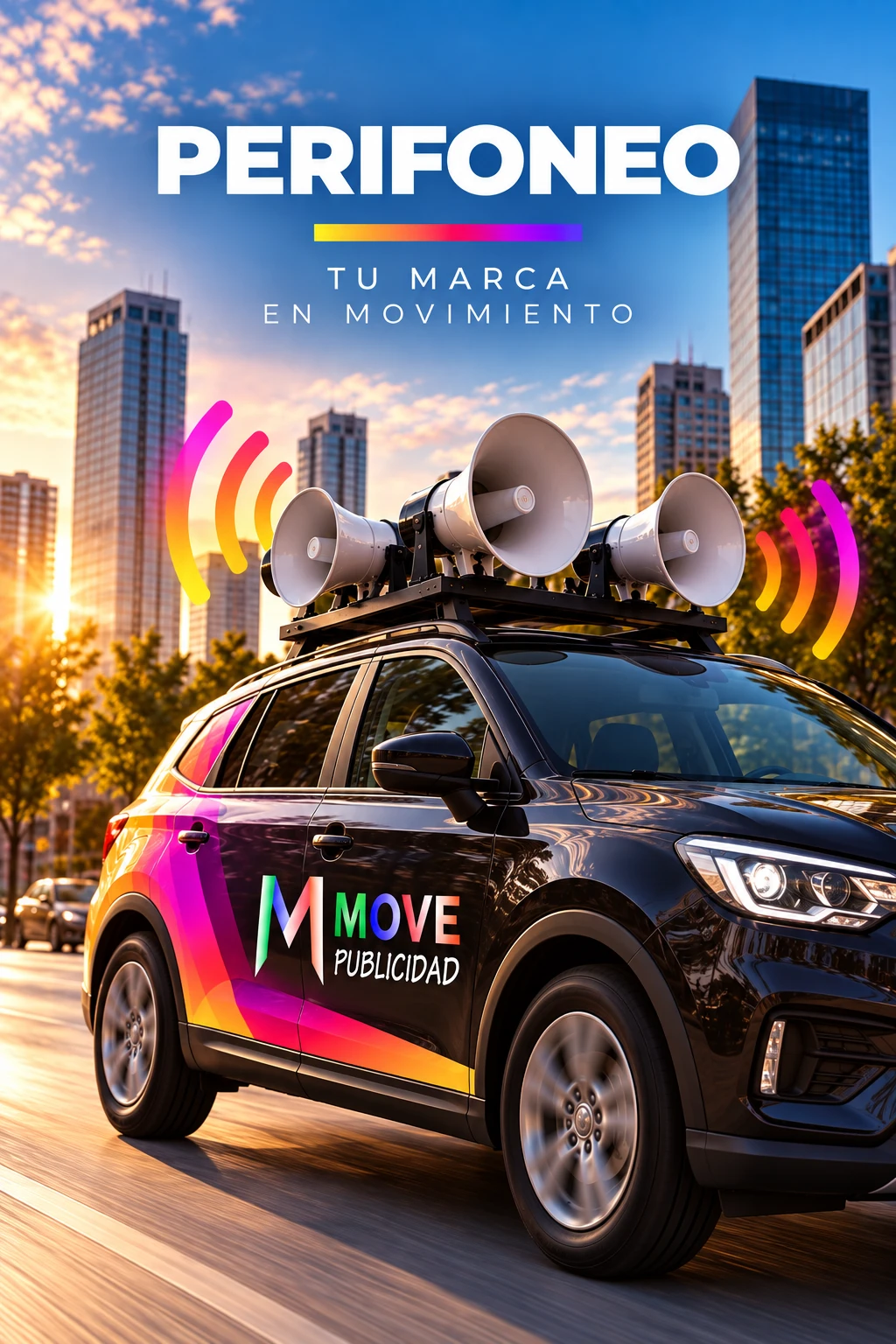 Unidad de perifoneo profesional Move Publicidad con bocinas de alcance para activaciones en mercados y colonias de Tamaulipas