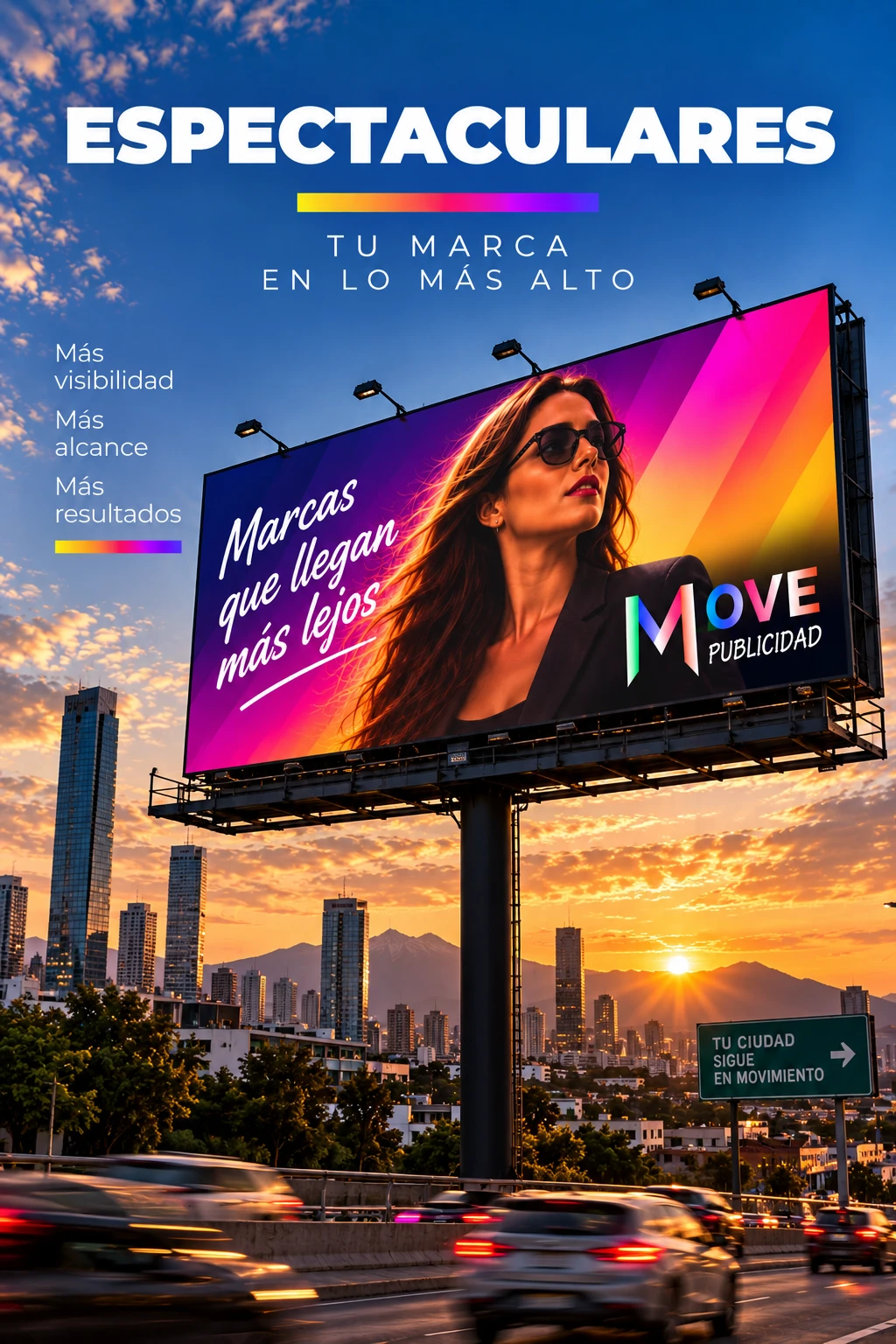Espectacular iluminado Move Publicidad en vialidad primaria, formato para accesos a puentes internacionales y México 85 en Tamaulipas